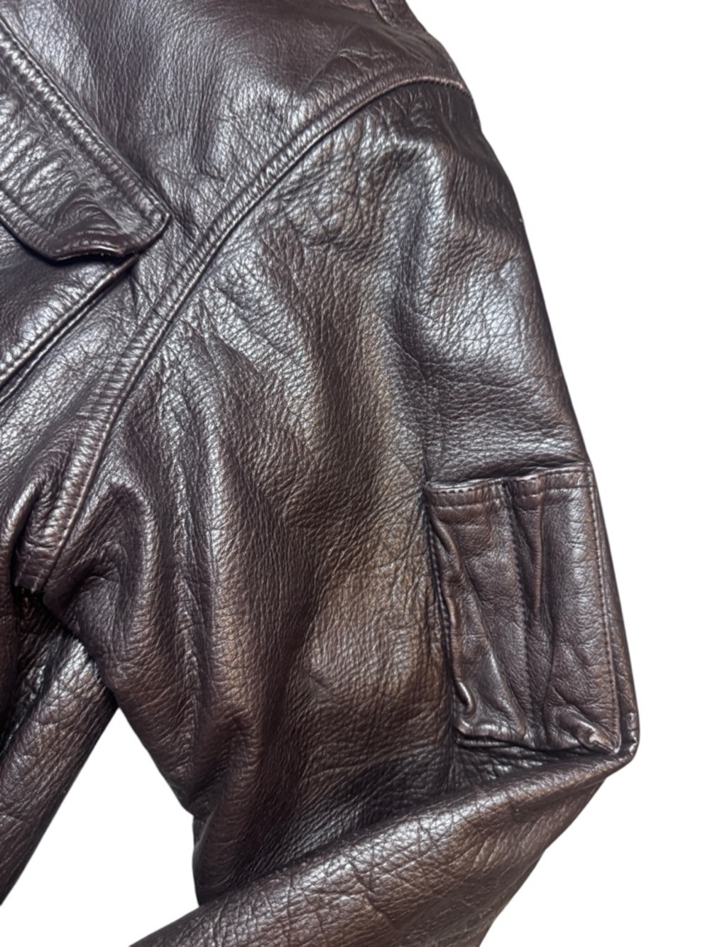 Vtg  American Eagle Outfitters Aviator Messageries Aeriennes Leather Jacket 40 - Picture 7 of 12